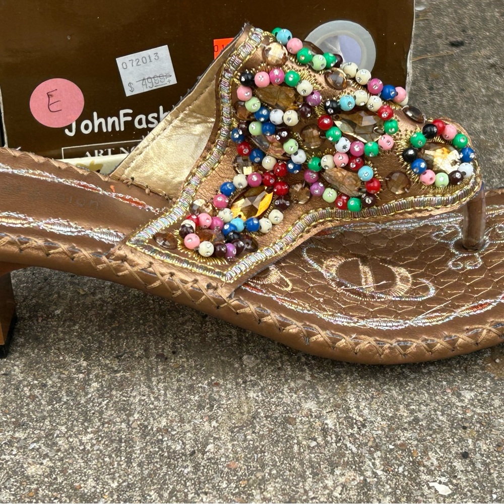 Women's Beaded Sandals - Multicolor